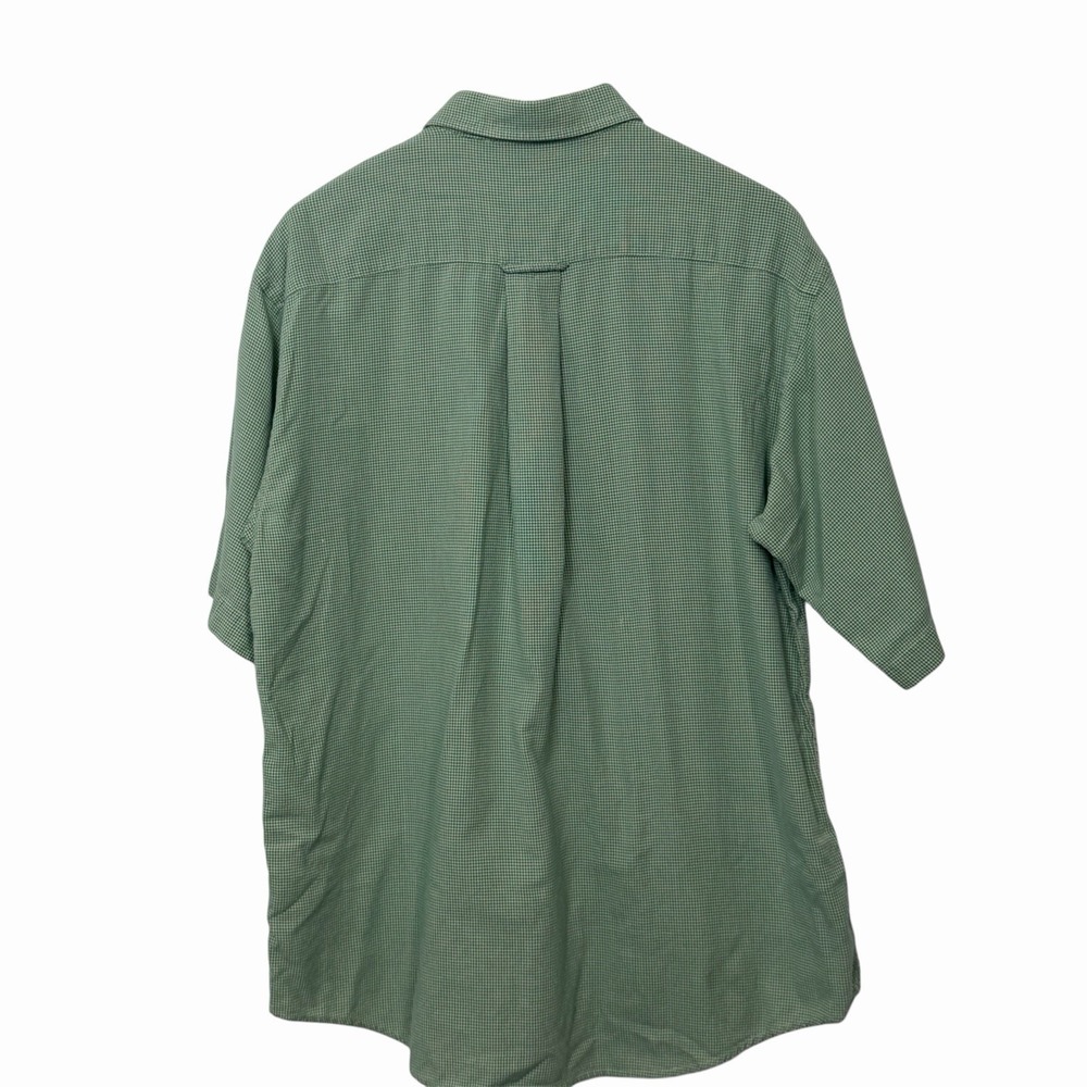 Orvis Mens Large Green Check Button Up Shirt Short Sleeve Cotton Casual - Picture 3 of 7